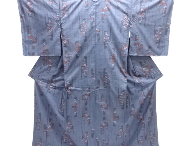 大特価品　草葉模様織り出し本場泥大島紬着物(5マルキ)